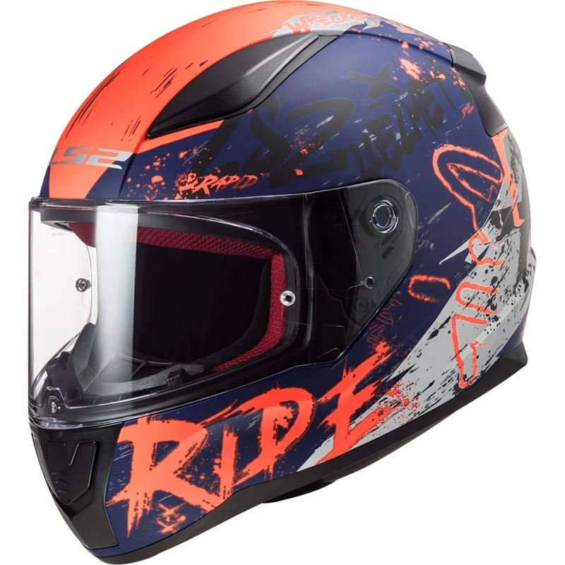 CAPACETE LS2 FF358 RAPID NAUGHTY AZUL FOSCO/ LARANJA FLUO - Image 6