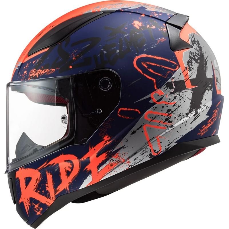 CAPACETE LS2 FF358 RAPID NAUGHTY AZUL FOSCO/ LARANJA FLUO - Image 3