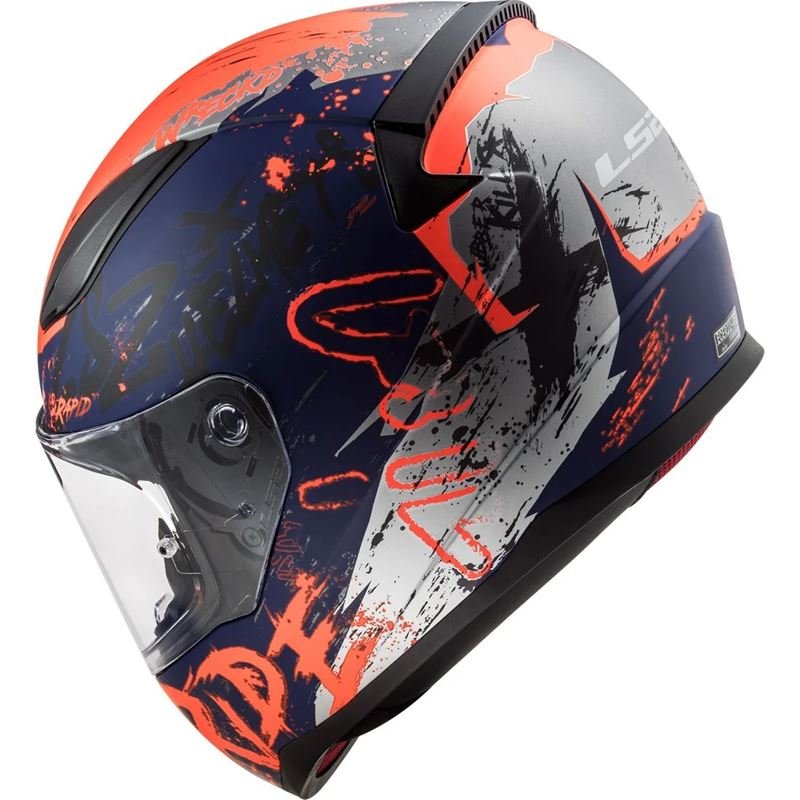 CAPACETE LS2 FF358 RAPID NAUGHTY AZUL FOSCO/ LARANJA FLUO - Image 2