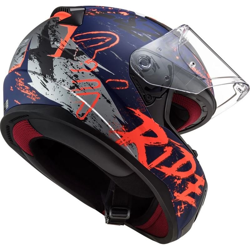 CAPACETE LS2 FF358 RAPID NAUGHTY AZUL FOSCO/ LARANJA FLUO - Image 4