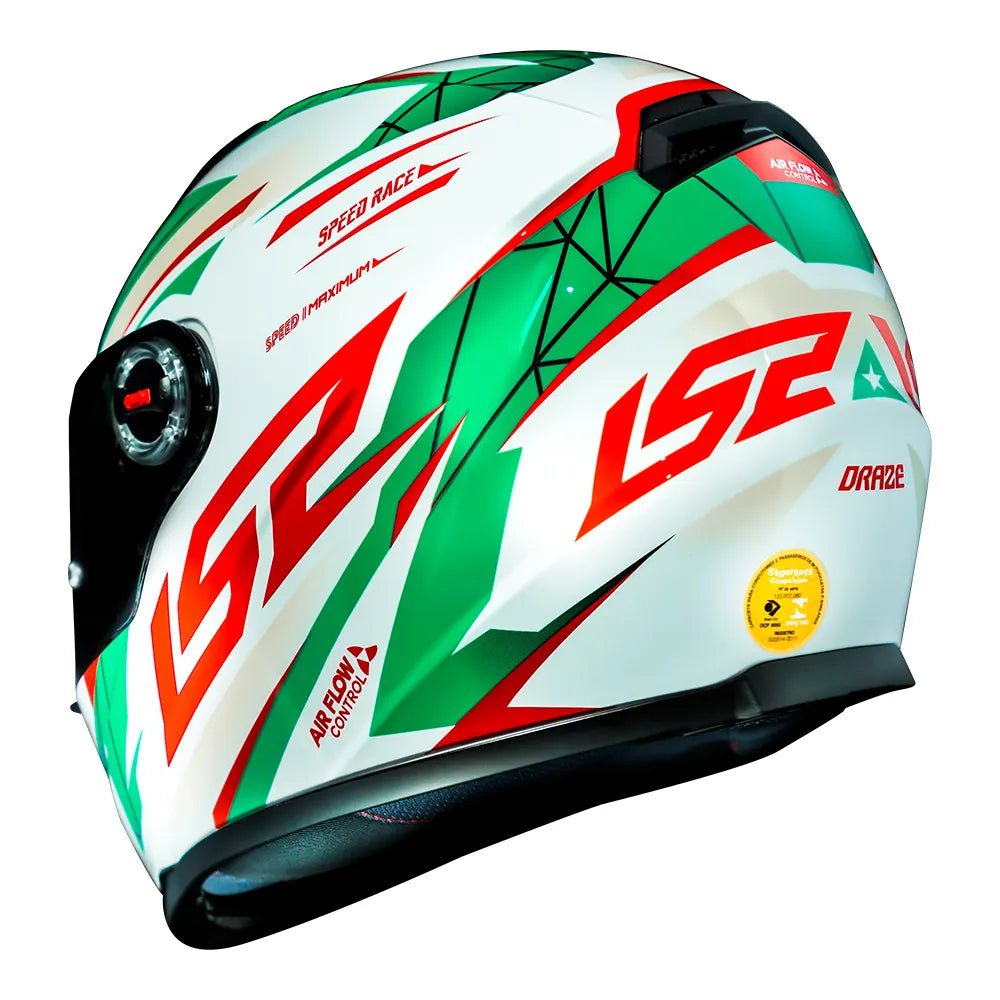 CAPACETE LS2 FF358 DRAZE VERDE/BRANCO/VERMELHO - Image 4