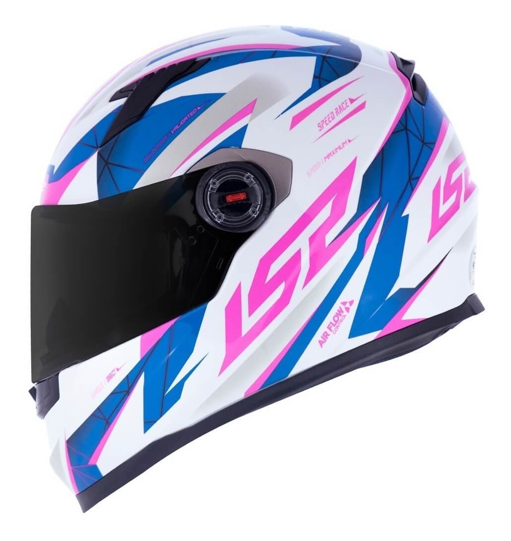 CAPACETE LS2 FF358 DRAZE BRANCO/AZUL/ROSA - Image 2